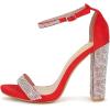 imageFSJ Women Classic Chunky High Heel Sandals Open Toe Ankle Strap Single Band Dress Shoe Size 415 USRedcrystal