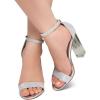 imageFSJ Women Classic Chunky High Heel Sandals Open Toe Ankle Strap Single Band Dress Shoe Size 415 USSilver Clear Heel