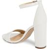 imageFSJ Women Classic Chunky High Heel Sandals Open Toe Ankle Strap Single Band Dress Shoe Size 415 USWhite