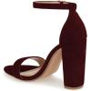 imageFSJ Women Classic Chunky High Heel Sandals Open Toe Ankle Strap Single Band Dress Shoe Size 415 USWine