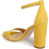 imageFSJ Women Classic Chunky High Heel Sandals Open Toe Ankle Strap Single Band Dress Shoe Size 415 USYellow