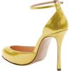 imageFSJ Women Fashion Almond Toe Ankle Strap DOrsay Pump High Heels Party Prom Casual Sandal Ladies Shoes Size 415 USGold