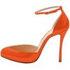 imageFSJ Women Fashion Almond Toe Ankle Strap DOrsay Pump High Heels Party Prom Casual Sandal Ladies Shoes Size 415 USOrange
