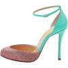 imageFSJ Women Fashion Almond Toe Ankle Strap DOrsay Pump High Heels Party Prom Casual Sandal Ladies Shoes Size 415 USTurquoise