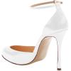 imageFSJ Women Fashion Almond Toe Ankle Strap DOrsay Pump High Heels Party Prom Casual Sandal Ladies Shoes Size 415 USWhite