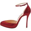 imageFSJ Women Fashion Almond Toe Ankle Strap DOrsay Pump High Heels Party Prom Casual Sandal Ladies Shoes Size 415 USWine Red