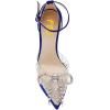 imageFSJ Women Shiny Rhinestone Bowknot Studded Transparent Platform Pointed Toe Sandals Chunky High Heel Ankle Strap Buckle Party Dress Shoes Size 415 USBlue