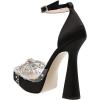 imageFSJ Women Shiny Rhinestone Bowknot Studded Transparent Platform Pointed Toe Sandals Chunky High Heel Ankle Strap Buckle Party Dress Shoes Size 415 USBlack