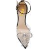 imageFSJ Women Shiny Rhinestone Bowknot Studded Transparent Platform Pointed Toe Sandals Chunky High Heel Ankle Strap Buckle Party Dress Shoes Size 415 USBlack