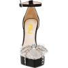 imageFSJ Women Shiny Rhinestone Bowknot Studded Transparent Platform Pointed Toe Sandals Chunky High Heel Ankle Strap Buckle Party Dress Shoes Size 415 USBlack