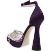 imageFSJ Women Shiny Rhinestone Bowknot Studded Transparent Platform Pointed Toe Sandals Chunky High Heel Ankle Strap Buckle Party Dress Shoes Size 415 USDark Purple