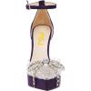imageFSJ Women Shiny Rhinestone Bowknot Studded Transparent Platform Pointed Toe Sandals Chunky High Heel Ankle Strap Buckle Party Dress Shoes Size 415 USDark Purple