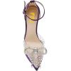 imageFSJ Women Shiny Rhinestone Bowknot Studded Transparent Platform Pointed Toe Sandals Chunky High Heel Ankle Strap Buckle Party Dress Shoes Size 415 USDark Purple
