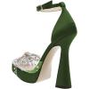 imageFSJ Women Shiny Rhinestone Bowknot Studded Transparent Platform Pointed Toe Sandals Chunky High Heel Ankle Strap Buckle Party Dress Shoes Size 415 USGreen