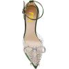 imageFSJ Women Shiny Rhinestone Bowknot Studded Transparent Platform Pointed Toe Sandals Chunky High Heel Ankle Strap Buckle Party Dress Shoes Size 415 USGreen