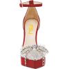 imageFSJ Women Shiny Rhinestone Bowknot Studded Transparent Platform Pointed Toe Sandals Chunky High Heel Ankle Strap Buckle Party Dress Shoes Size 415 USRed