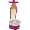imageFSJ Women Shiny Rhinestone Bowknot Studded Transparent Platform Pointed Toe Sandals Chunky High Heel Ankle Strap Buckle Party Dress Shoes Size 415 USViolet Red