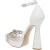 imageFSJ Women Shiny Rhinestone Bowknot Studded Transparent Platform Pointed Toe Sandals Chunky High Heel Ankle Strap Buckle Party Dress Shoes Size 415 USWhite