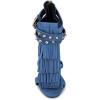 imageFSJ Women Tassels Gladiator Heeled Sandals Open Toe Stiletto High Heel Fringed Rivets Ankle Strap Back Zipper Shoes Size 415 USBlue