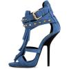 imageFSJ Women Tassels Gladiator Heeled Sandals Open Toe Stiletto High Heel Fringed Rivets Ankle Strap Back Zipper Shoes Size 415 USBlue