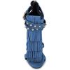 imageFSJ Women Tassels Gladiator Heeled Sandals Open Toe Stiletto High Heel Fringed Rivets Ankle Strap Back Zipper Shoes Size 415 USBlue Crystal Heel