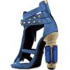 imageFSJ Women Tassels Gladiator Heeled Sandals Open Toe Stiletto High Heel Fringed Rivets Ankle Strap Back Zipper Shoes Size 415 USBlue Crystal Heel