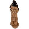 imageFSJ Women Tassels Gladiator Heeled Sandals Open Toe Stiletto High Heel Fringed Rivets Ankle Strap Back Zipper Shoes Size 415 USBrown