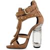 imageFSJ Women Tassels Gladiator Heeled Sandals Open Toe Stiletto High Heel Fringed Rivets Ankle Strap Back Zipper Shoes Size 415 USBrown Crystal Heel