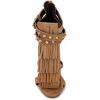 imageFSJ Women Tassels Gladiator Heeled Sandals Open Toe Stiletto High Heel Fringed Rivets Ankle Strap Back Zipper Shoes Size 415 USBrown Crystal Heel