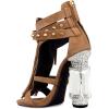 imageFSJ Women Tassels Gladiator Heeled Sandals Open Toe Stiletto High Heel Fringed Rivets Ankle Strap Back Zipper Shoes Size 415 USBrown Crystal Heel