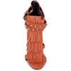 imageFSJ Women Tassels Gladiator Heeled Sandals Open Toe Stiletto High Heel Fringed Rivets Ankle Strap Back Zipper Shoes Size 415 USCoral