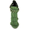 imageFSJ Women Tassels Gladiator Heeled Sandals Open Toe Stiletto High Heel Fringed Rivets Ankle Strap Back Zipper Shoes Size 415 USGreen
