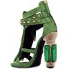 imageFSJ Women Tassels Gladiator Heeled Sandals Open Toe Stiletto High Heel Fringed Rivets Ankle Strap Back Zipper Shoes Size 415 USGreen Crystal Heel