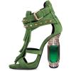imageFSJ Women Tassels Gladiator Heeled Sandals Open Toe Stiletto High Heel Fringed Rivets Ankle Strap Back Zipper Shoes Size 415 USGreen Crystal Heel