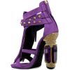 imageFSJ Women Tassels Gladiator Heeled Sandals Open Toe Stiletto High Heel Fringed Rivets Ankle Strap Back Zipper Shoes Size 415 USPurple Crystal Heel