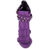 imageFSJ Women Tassels Gladiator Heeled Sandals Open Toe Stiletto High Heel Fringed Rivets Ankle Strap Back Zipper Shoes Size 415 USPurple Crystal Heel
