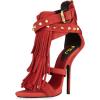 imageFSJ Women Tassels Gladiator Heeled Sandals Open Toe Stiletto High Heel Fringed Rivets Ankle Strap Back Zipper Shoes Size 415 USRed