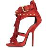 imageFSJ Women Tassels Gladiator Heeled Sandals Open Toe Stiletto High Heel Fringed Rivets Ankle Strap Back Zipper Shoes Size 415 USRed