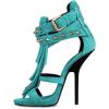 imageFSJ Women Tassels Gladiator Heeled Sandals Open Toe Stiletto High Heel Fringed Rivets Ankle Strap Back Zipper Shoes Size 415 USTurquoise
