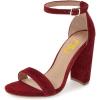 imageFSJ Women Classic Chunky High Heel Sandals Open Toe Ankle Strap Single Band Dress Shoe Size 415 USWine Red