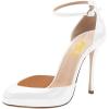 imageFSJ Women Fashion Almond Toe Ankle Strap DOrsay Pump High Heels Party Prom Casual Sandal Ladies Shoes Size 415 USWhite