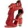 imageFSJ Women Tassels Gladiator Heeled Sandals Open Toe Stiletto High Heel Fringed Rivets Ankle Strap Back Zipper Shoes Size 415 USRed Crystal Heel
