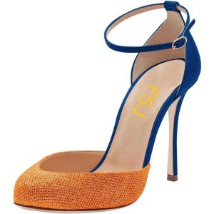 imageFSJ Women Fashion Almond Toe Ankle Strap DOrsay Pump High Heels Party Prom Casual Sandal Ladies Shoes Size 415 USBlue