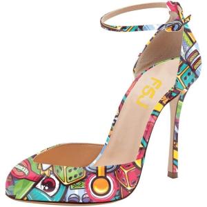 imageFSJ Women Fashion Almond Toe Ankle Strap DOrsay Pump High Heels Party Prom Casual Sandal Ladies Shoes Size 415 USComic