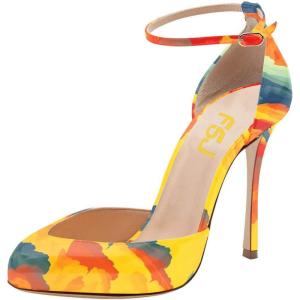 imageFSJ Women Fashion Almond Toe Ankle Strap DOrsay Pump High Heels Party Prom Casual Sandal Ladies Shoes Size 415 USPainting