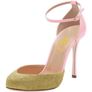 imageFSJ Women Fashion Almond Toe Ankle Strap DOrsay Pump High Heels Party Prom Casual Sandal Ladies Shoes Size 415 USPink