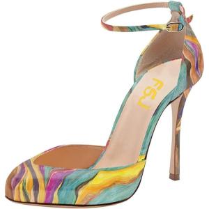 imageFSJ Women Fashion Almond Toe Ankle Strap DOrsay Pump High Heels Party Prom Casual Sandal Ladies Shoes Size 415 USQuicksand