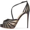 imageFSJ Elegant Peep Toe Crisscross Platform Sandals Women Ankle Strappy Stiletto High Heel Pumps DOrsay Mesh Wedding Resorts Dress Shoes US Size 415Black
