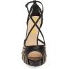 imageFSJ Elegant Peep Toe Crisscross Platform Sandals Women Ankle Strappy Stiletto High Heel Pumps DOrsay Mesh Wedding Resorts Dress Shoes US Size 415Black