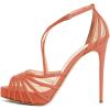 imageFSJ Elegant Peep Toe Crisscross Platform Sandals Women Ankle Strappy Stiletto High Heel Pumps DOrsay Mesh Wedding Resorts Dress Shoes US Size 415Coral